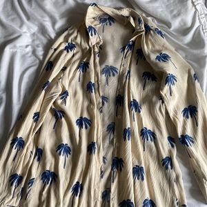 Cream palm tree deign long top